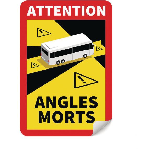 Panneau danger angles morts pour Bus - Adhésif