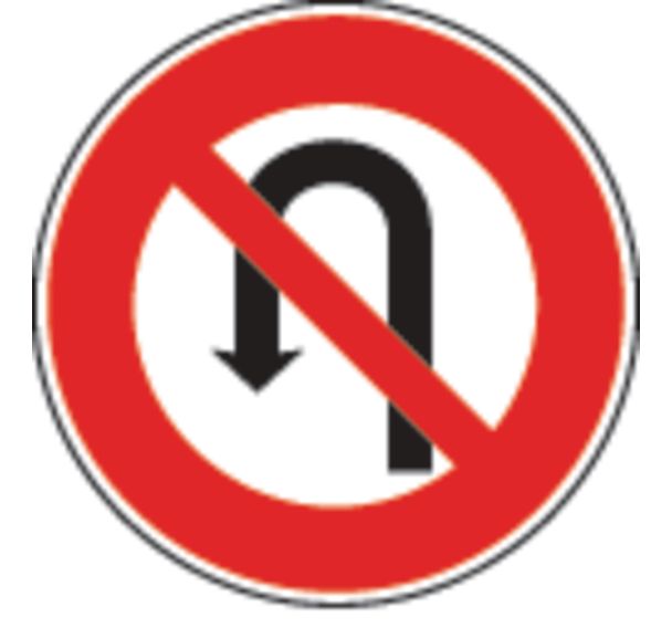 Panneau de signalisation - B2c - Interdiction de faire demi-tour à gauche