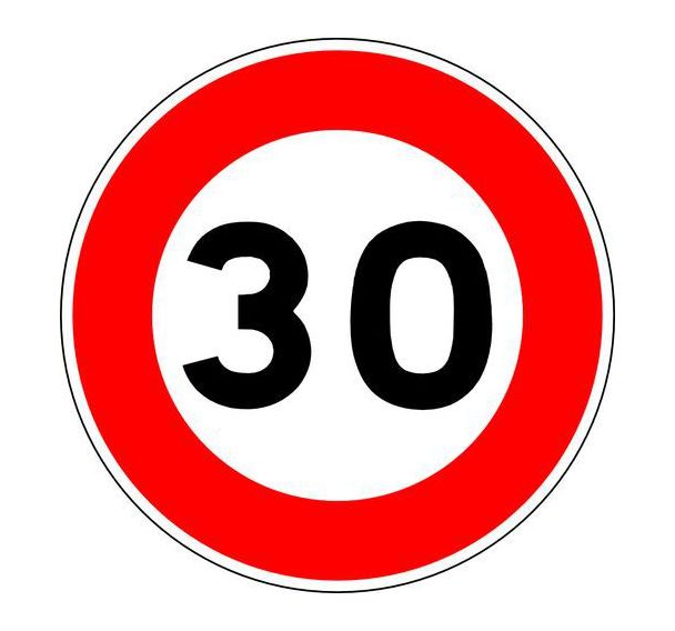 Panneau de signalisation B14 30 Limitation vitesse - Kelias