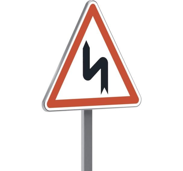 Panneau permanent A1d succession de virages 1er à gauche - Taliaplast
