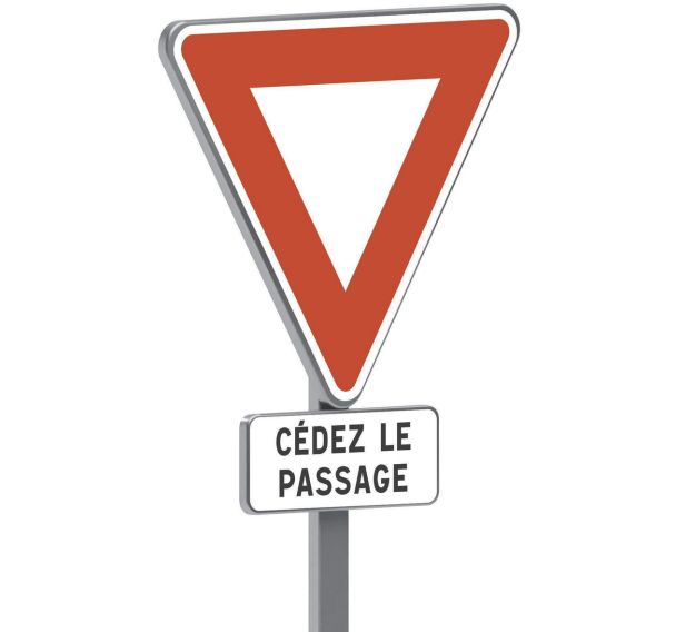 Panneau permanent AB3a avec M9c cédez le passage - Taliaplast