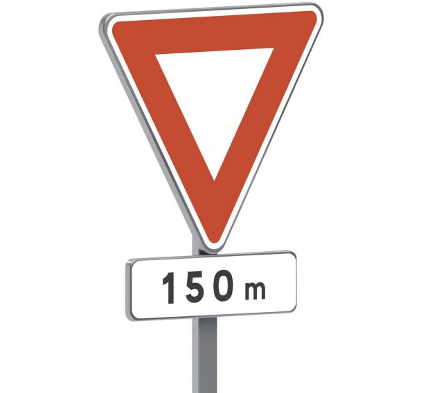 Panneau permanent AB3b cédez le passage à 150 m - Taliaplast