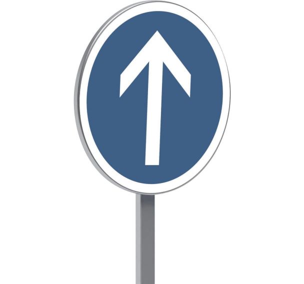 Panneau permanent B21b direction obligatoire tout droit - Taliaplast