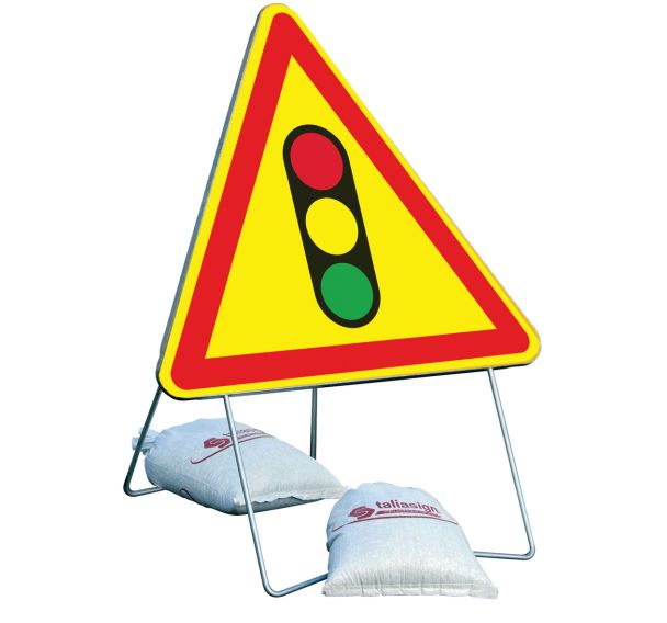 Panneau temporaire de chantier AK17 - Feux tricolores - Taliaplast