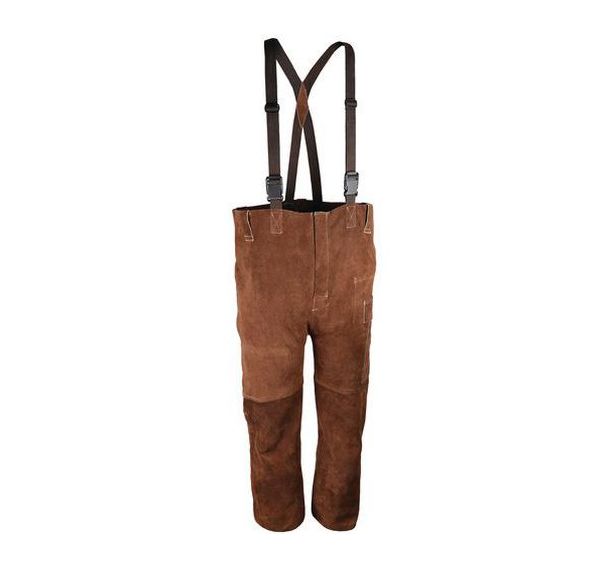 Pantalon de travail bavette de soudage en cuir croute marron - Singer Safety