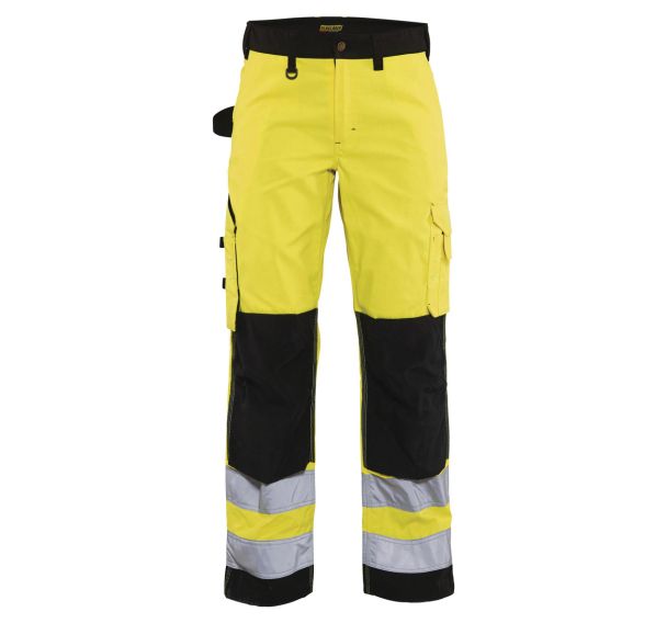 Pantalon haute visibilité femme jaune fluorescent/noir