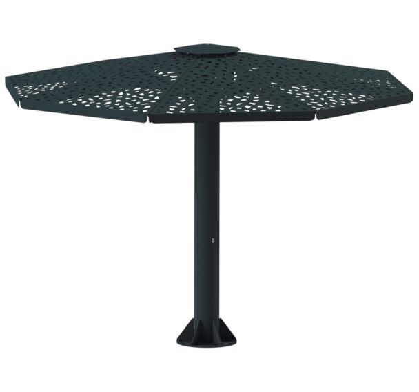 Parasol Dryade Ø 4,5 m mât acier toit alu ajouré - Tolerie Forezienne