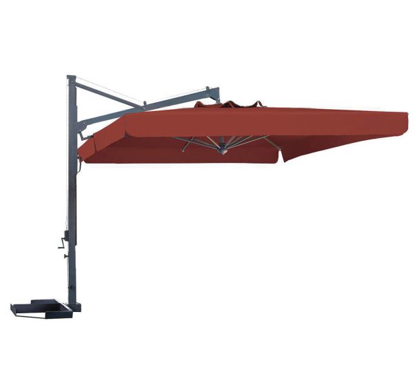 Parasol Galileo 3,5 x 3,5 m avec volant - toile terracotta