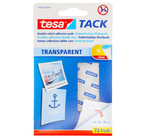 Pastille adhésive transparentes double-face Tesa® - Étui de 72
