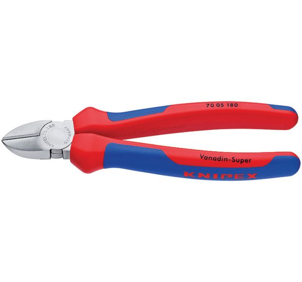 Pince coupante de côté chromée avec gaines bi-matière 180 mm