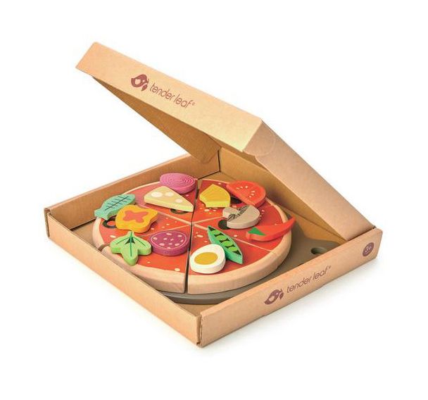 Pizza découpée bois