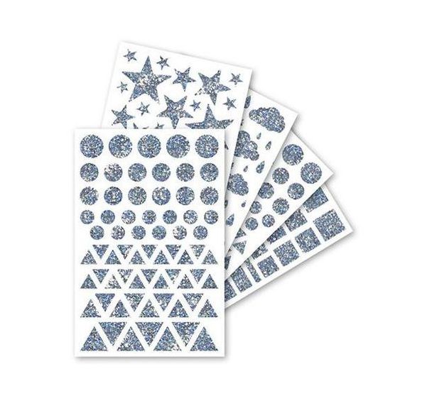 Pochette 20 planches gommettes holographiques formes et tailles assorties