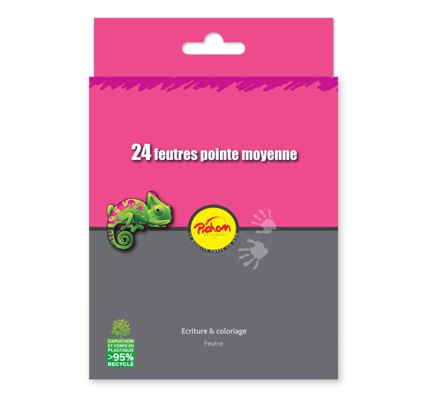 Pochette 24 feutres Pichon assortis pointe moyenne 2,7 mm