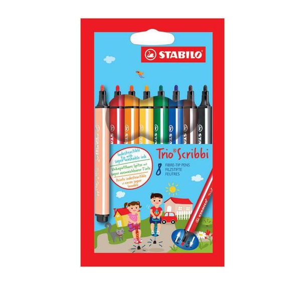 Pochette 8 feutres de coloriage Trio Scribbi