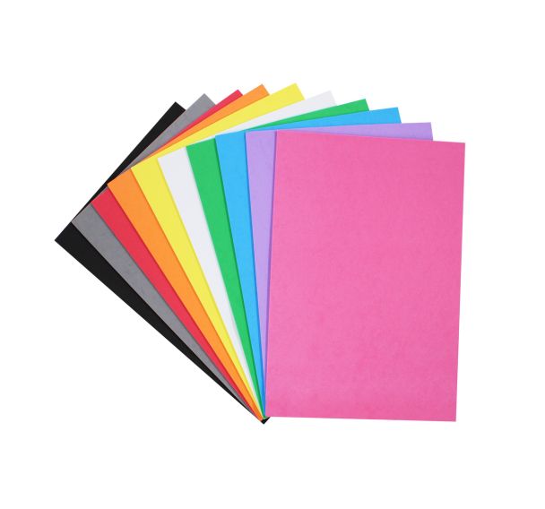 Pochette de 10 feuilles 20 x 30 cm caoutchouc mousse épaisseur 2 mm, couleurs assorties