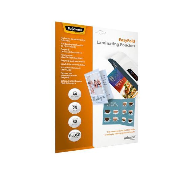 Pochette plastification A4 pré pliée 80 microns (Boîte de 25)