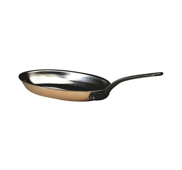 Poêle ovale à poisson cuivre/inox - L: 360mm