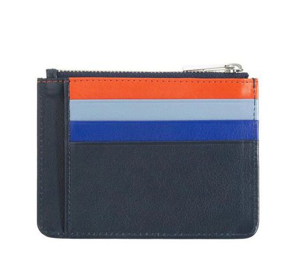 Porte-cartes 7 fentes avec porte-monnaie bleu marine