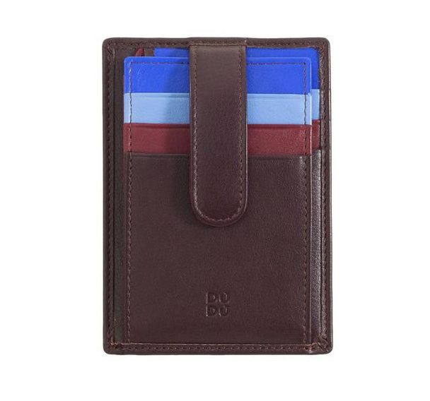 Porte-cartes 9 fentes avec 2 poches multicolore marron