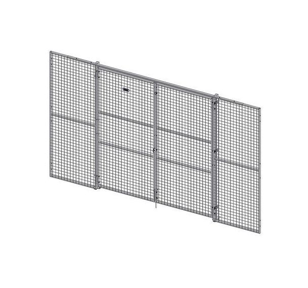 Porte battante double pour cloison grillagée UX 450 - Avec serrure à clé