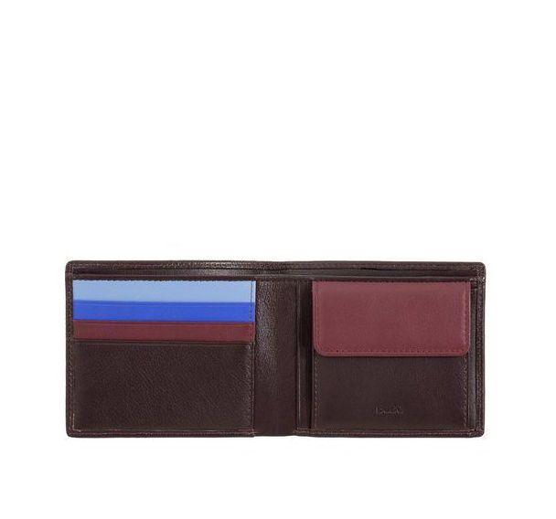 Portefeuille RFID 10 poches avec porte-monnaie marron