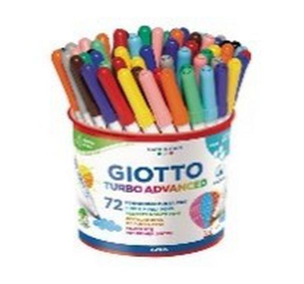 Pot 72 feutres couleur assortis Giotto turbo Advanced pointe moyenne