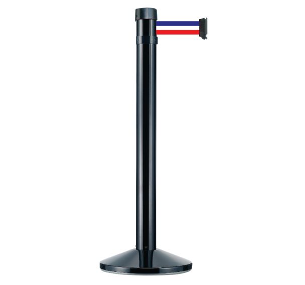 Poteau noir à sangle tricolore - 4 m