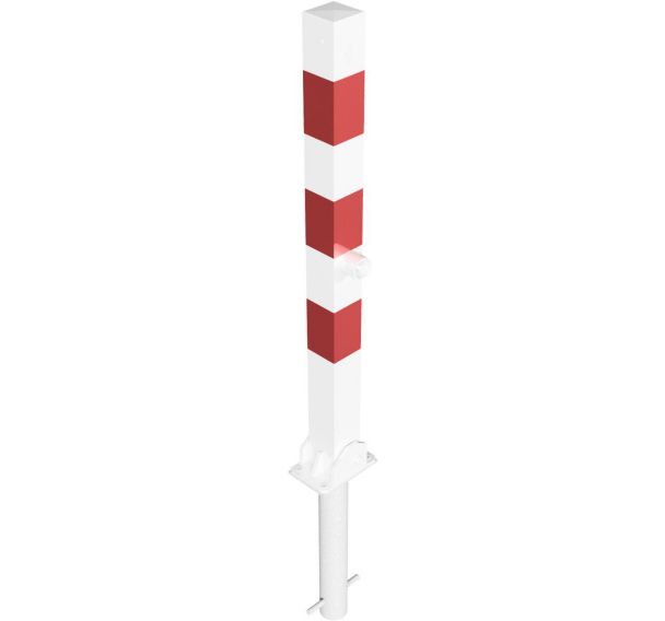 Poteau rabattable à bétonnerréfléchissant serrure cylindre