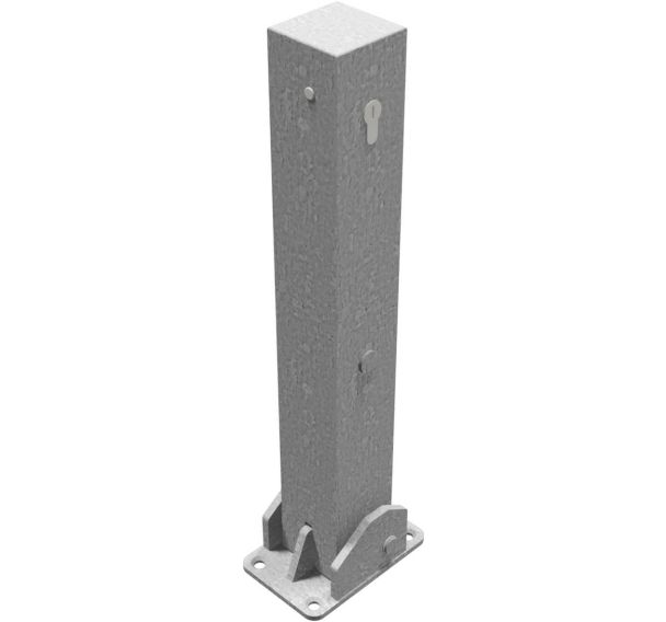 Poteau rabattable avec serrure profilée à pistons