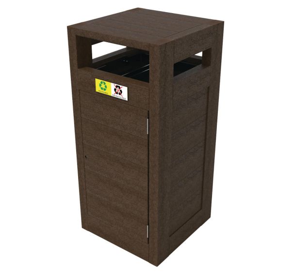 Poubelle Canopée tri 2x60L p. pluie p. sac plast recyclé-Espace Urbain