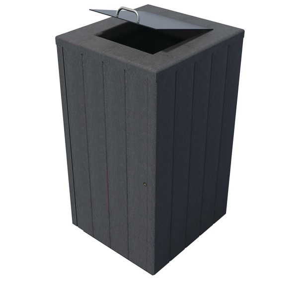 Poubelle Equilibre couvercle trappe plastique recyclé - Espace Urbain