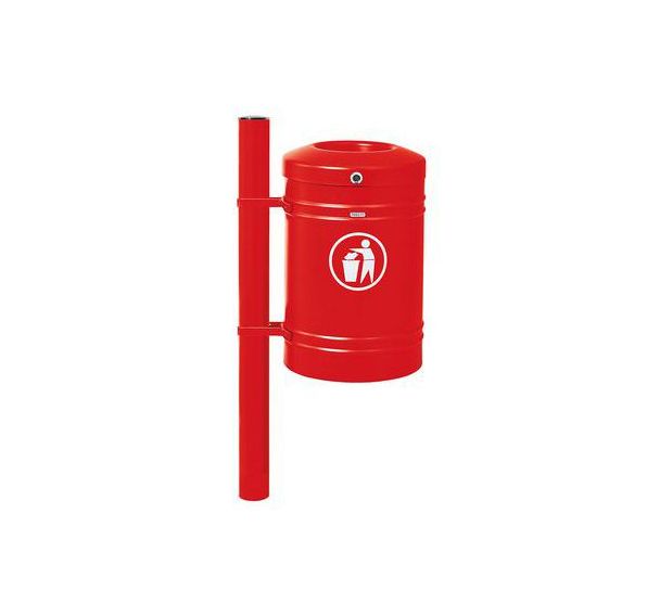 Poubelle Guyenne sur poteau pommeau inox brossé 40 L seau - Procity