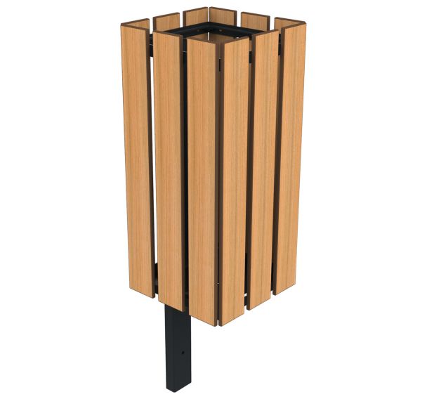 Poubelle JARDIZ carrée lames bois/métal - Buton Design