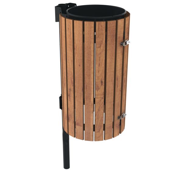 Poubelle JARDIZ fermeture sauterelle lames bois/métal - Buton Design