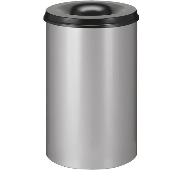 Poubelle à papier anti-feu - 110 L, Couvercle coloris : Noir, Coloris : Gris