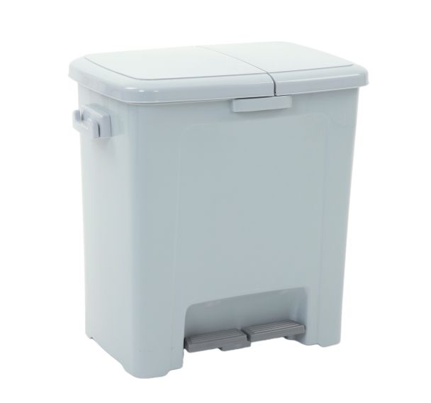 Poubelle à pédale double Dustbin 45L Plastique Gris
