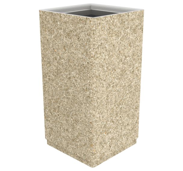 Poubelle carrée NAIA 80 L béton gravillons lavés