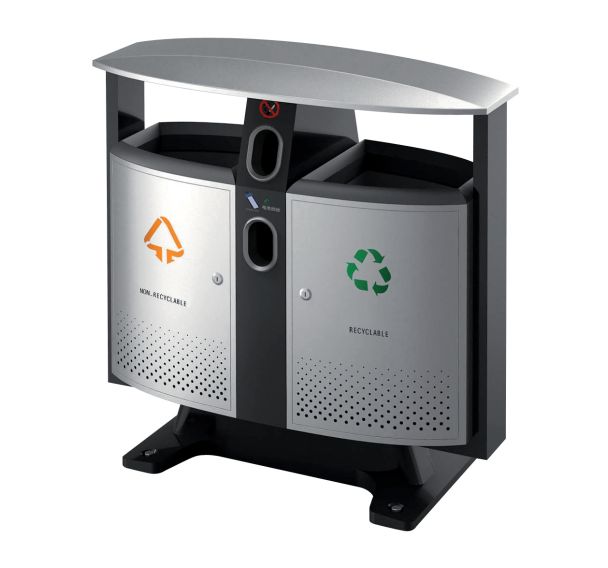 Poubelle d'extérieur Design piles et tri sélectif - 2 X 39 L