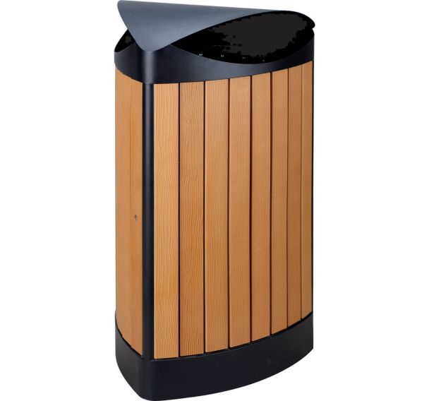 Poubelle extérieur triangle au finition 'wood look' 60L