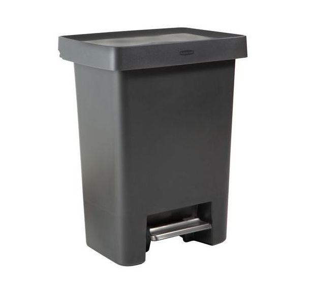 Poubelle resine avec pedale en acier 45L charbon