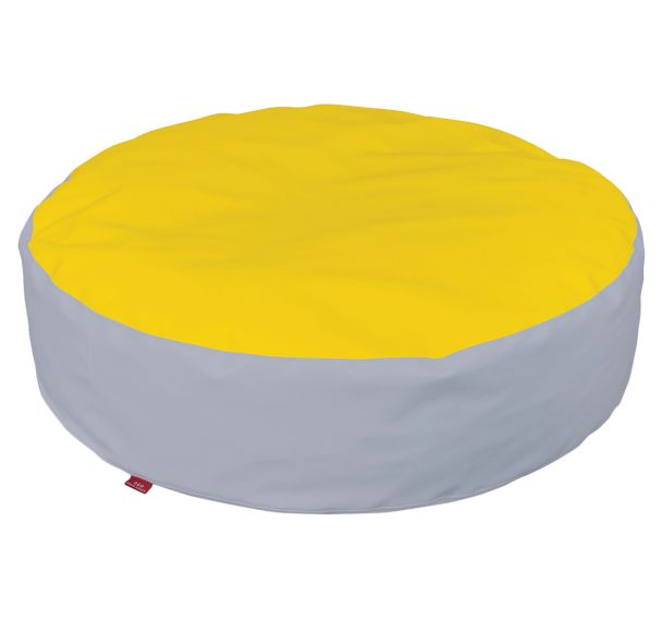 Pouf rond gris et jaune