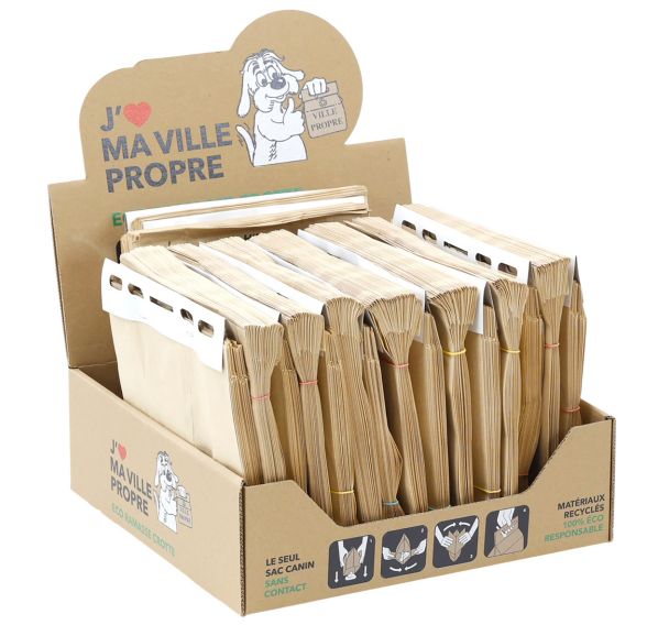 Présentoir de ramasse crotte cartonné avec 240 sachets
