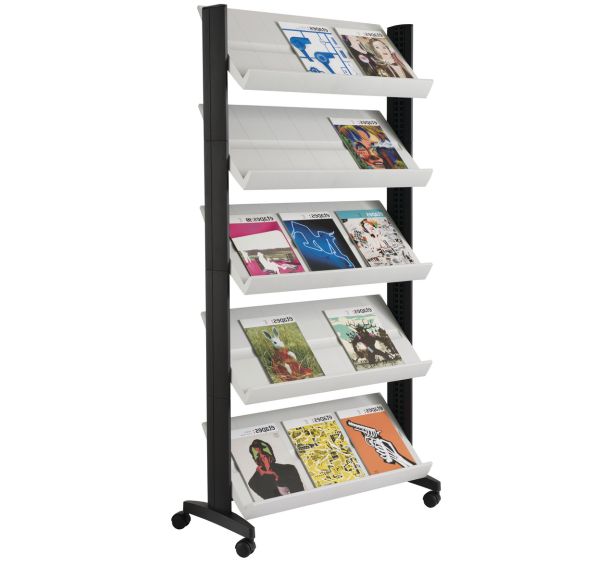 Présentoir mobile Eco triple face coloris anthracite/gris