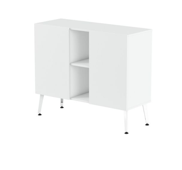 Rangement bas Teni pieds métal lg.120 cm ht.101 cm portes niches - MBA