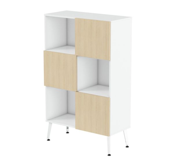 Rangement haut Teni pied métal lg.100 cm ht. 160 cm portes damier-MBA