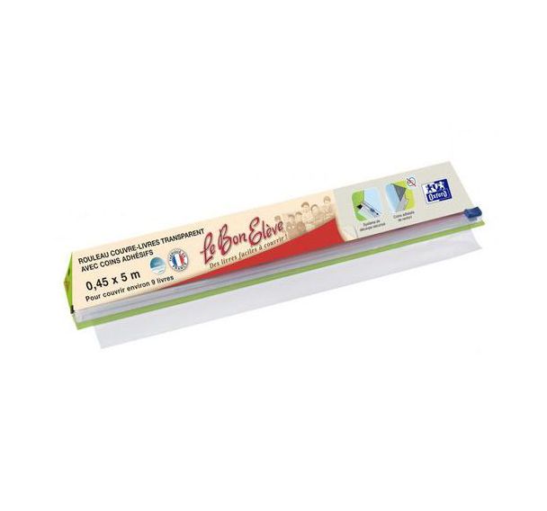 Rouleau Couvre-Livres Le Bon Elève 45x500cm PVC Lisse Epaisseur 8/100e Incolore