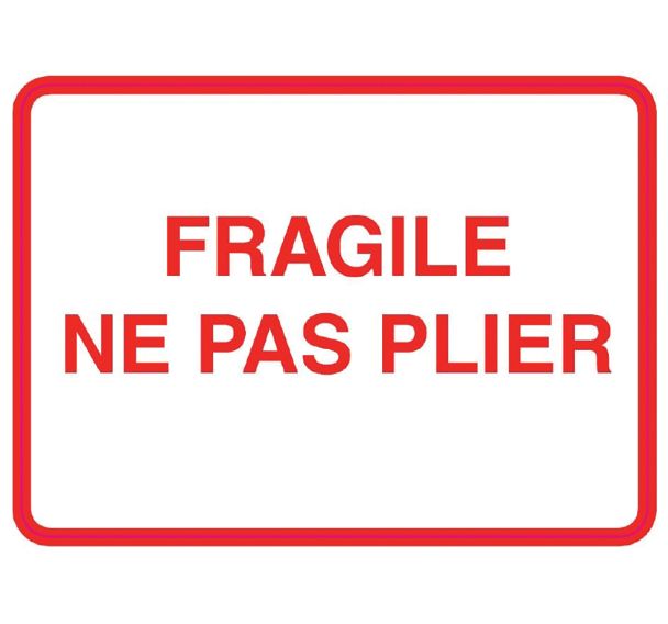 Rouleau étiquette fond blanc 49x68mm ''Fragile ne pas plier''
