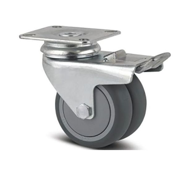 Roulette jumelée pivotante avec frein Capacité 70 kg - Tente