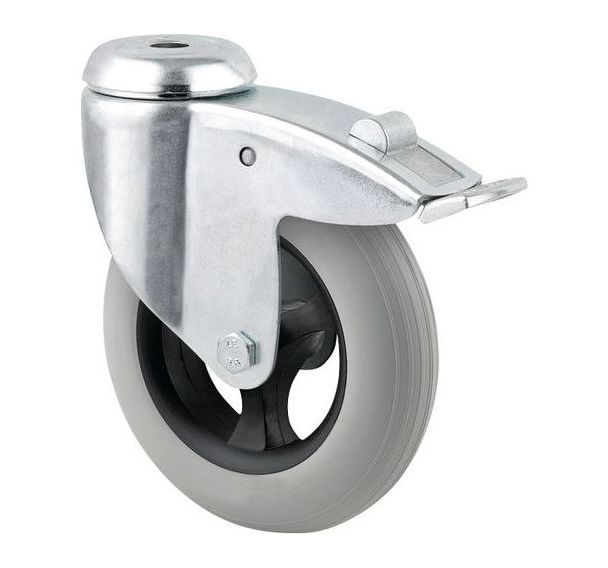 Roulette pivotante double frein amortisseur trou de fixation - TENTE