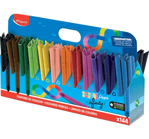 Schoolpack 144 crayons de couleurs SCHOOL'PEPS INFINITY